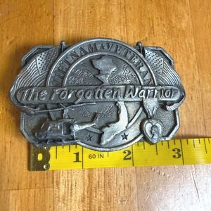 Vintage 1988 Siskiyou Vietnam Veteran The Forgotten Warrior Pewter‎ Belt Buckle